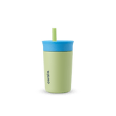 Kids' Tumbler 12oz in Turtley Awesome; lime green body with blue lid and matching green straw