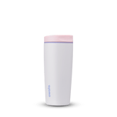 SmoothSip Slider 20oz, white body with pastel pink lid; front view