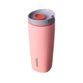 SmoothSip Slider 20oz, light coral pink body with lavender gray lid and orange slider button