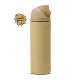 FreeSip 24oz Autumn Vista; warm sandy tan body with matching tan flip cap, lighter cream-tan carry loop, and tan lid