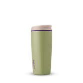 SmoothSip 20oz in Hip Cactus, olive green tumbler body with cream flip-style lid, slim purple accent ring, and purple Owala logo
