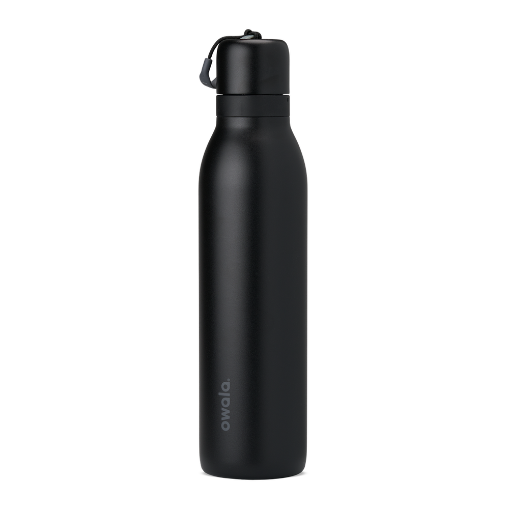 FreeSip Twist 24oz in Black (matte black body, black lid and loop), shown