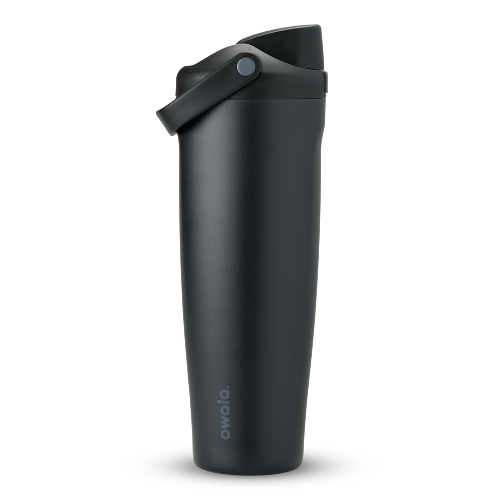 FreeSip Sway 40oz tumbler in Very Very Dark — matte near-black charcoal with dark grey flip cap